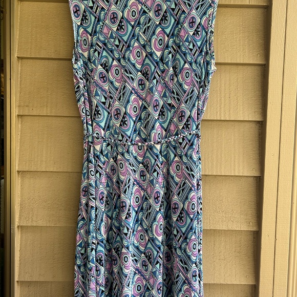 Sigrid Olsen dress accordian pleats, wrap v-neck with cord waist tie. Sz XL - Picture 6 of 7